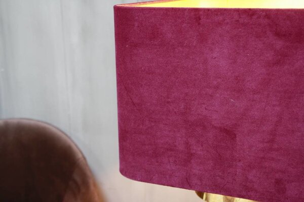 Bordeaux schemerlamp Rich met velvet lampenkap en koperen voet Bordeaux schemerlamp Rich met velvet lampenkap en koperen voet