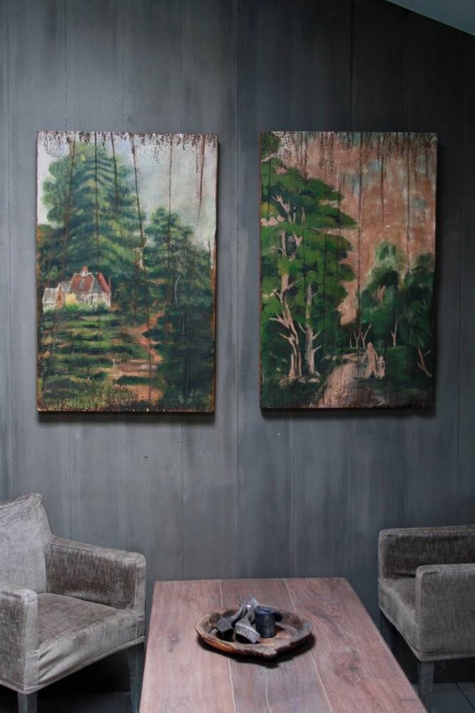 Schilderij bomen groentinten 2-luik 70 x 110 cm Schilderij bomen groentinten 2-luik 70 x 110 cm