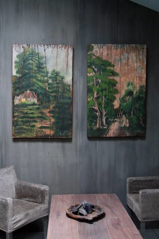 Schilderij bomen groentinten 2-luik 70 x 110 cm Schilderij bomen groentinten 2-luik 70 x 110 cm