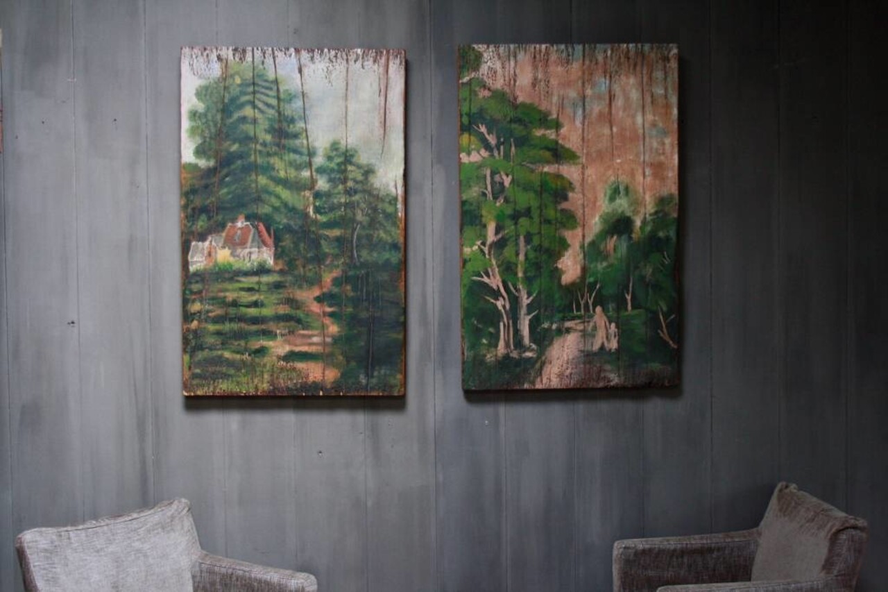 Schilderij bomen groentinten 2-luik 70 x 110 cm Schilderij bomen groentinten 2-luik 70 x 110 cm