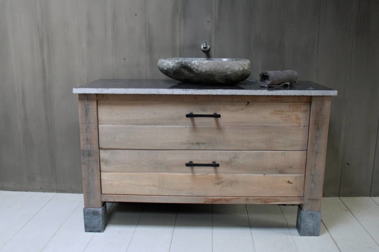 Badkamermeubel Hardsteen/eikenhout 140 cm Badkamermeubel Hardsteen/eikenhout 140 cm