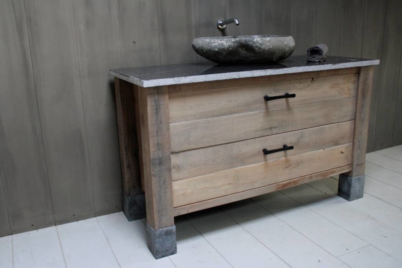 Badkamermeubel Hardsteen/eikenhout 140 cm Badkamermeubel Hardsteen/eikenhout 140 cm