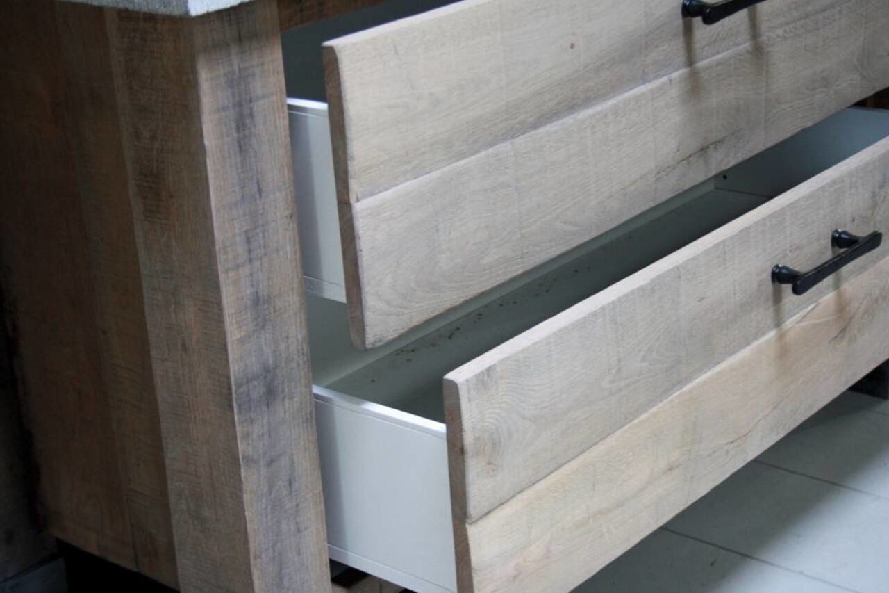 Badkamermeubel Hardsteen/eikenhout 140 cm Badkamermeubel Hardsteen/eikenhout 140 cm