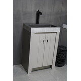 Landelijk badkamermeubel grijs met granieten spoelbak en deurtjes Landelijk badkamermeubel grijs met granieten spoelbak en deurtjes