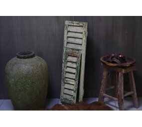 Brocante oud houten Frans luik Groen 100 x 32 cm Brocante oud houten Frans luik Groen 100 x 32 cm