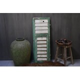 Brocante oud houten Frans luik groen/wit 113 x 42 cm Brocante oud houten Frans luik groen/wit 113 x 42 cm