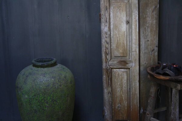 Brocante oud houten Frans luik lichtbruin 152 x 52 cm Brocante oud houten Frans luik lichtbruin 152 x 52 cm