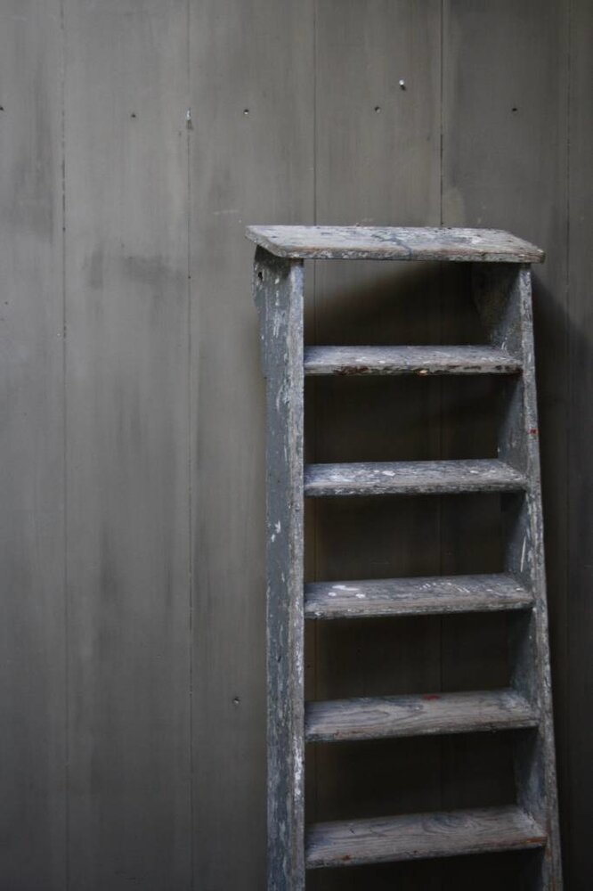 Oud houten trap grijs/blauw 184 x 50 x 12 cm Oud houten trap grijs/blauw 184 x 50 x 12 cm