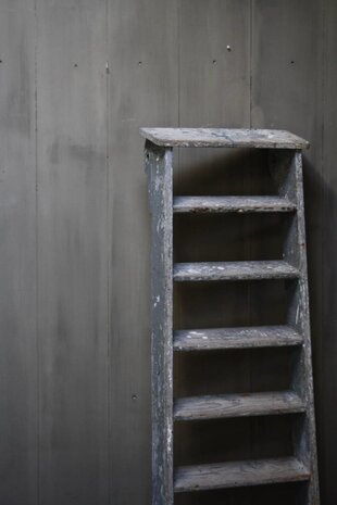 Oud houten trap grijs/blauw 184 x 50 x 12 cm Oud houten trap grijs/blauw 184 x 50 x 12 cm