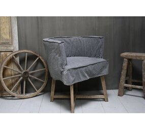 Rene Houtman Woodie (woody) kuipstoel Dark Grey linnen met houten poten Rene Houtman Woodie (woody) kuipstoel Dark Grey linnen met houten poten