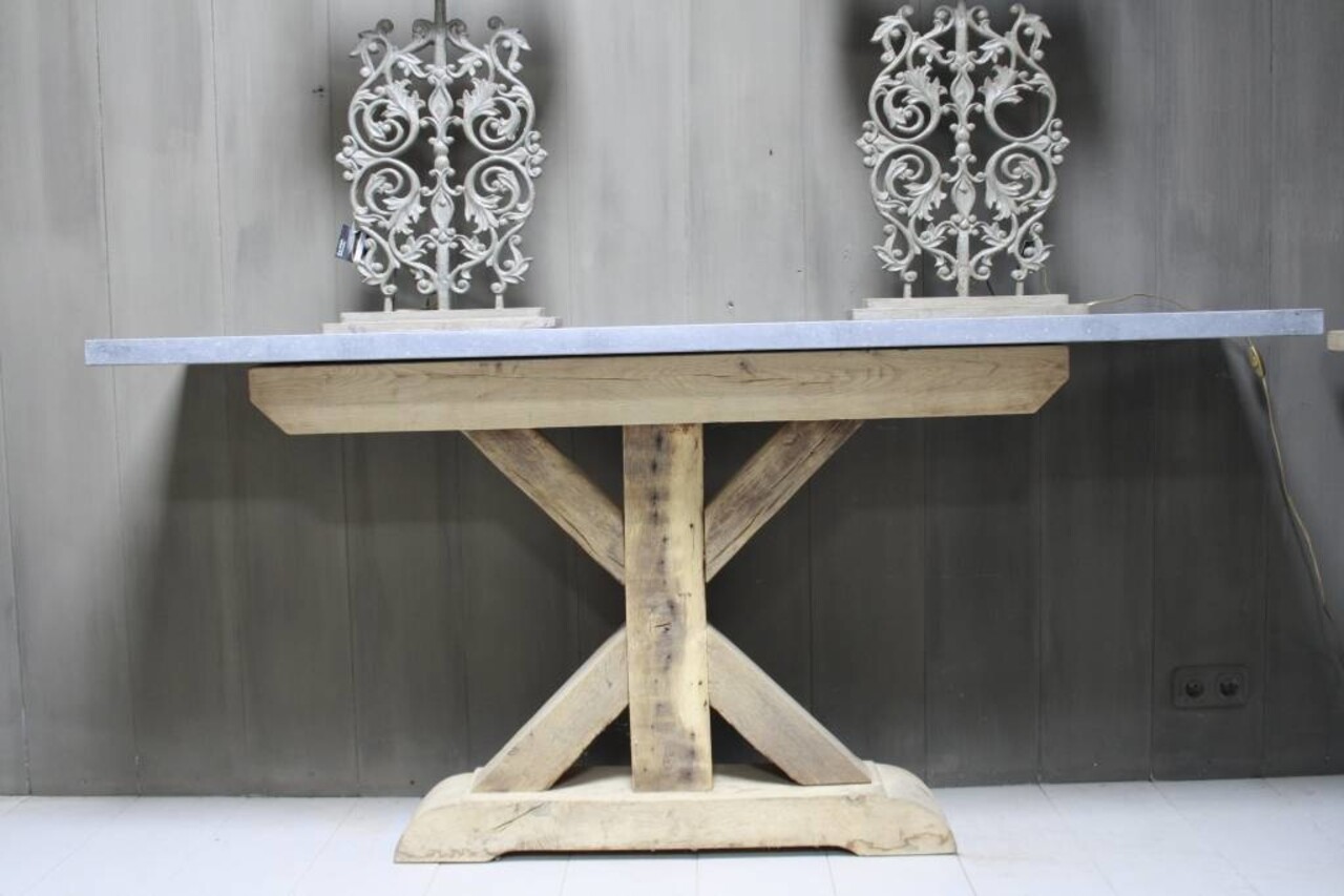 * Verkocht Sidetable oud eikenhout met Belgisch hardstenen blad 200 cm * Verkocht Sidetable oud eikenhout met Belgisch hardstenen blad 200 cm