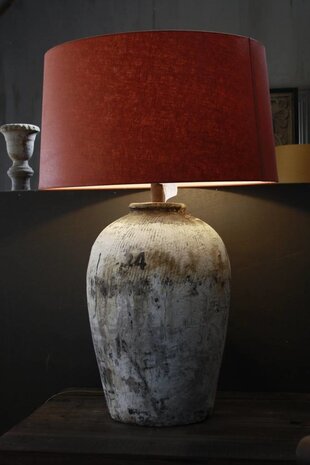 Amber Kruiklamp Oude Rijst Kruik + lampenkap Amber Kruiklamp Oude Rijst Kruik + lampenkap