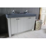 Landelijk badkamermeubel Dieke grijs met dubbele spoelbak graniet 140 cm Landelijk badkamermeubel Dieke grijs met dubbele spoelbak graniet 140 cm