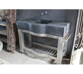 Badkamermeubel RVS + Belgisch hardstenen blad