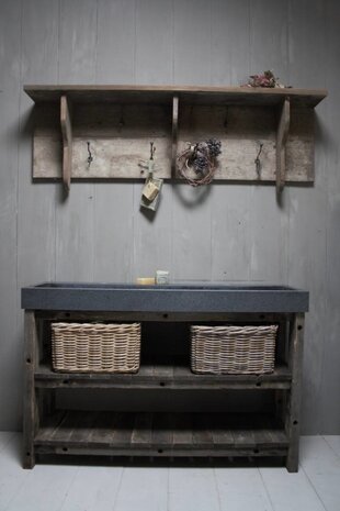 Granieten wastafel 140 cm met 2 kraangaten