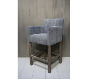 Barstoel Cassan kiss stof met grijze houten poten