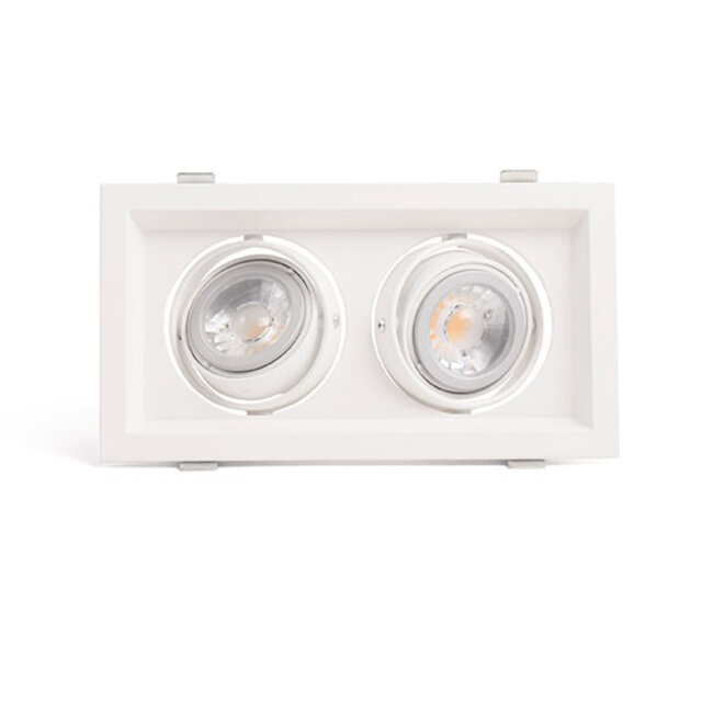 PURPL LED GU10 Double Fixture IP20 White Aluminium Square incl. socket