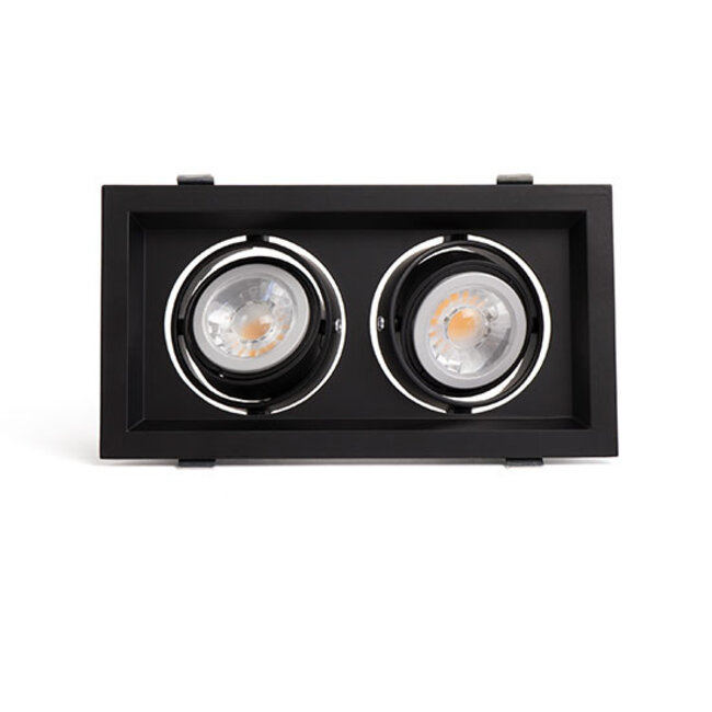 PURPL LED GU10 Double Luminaire IP20 Black Aluminium Square incl. socket