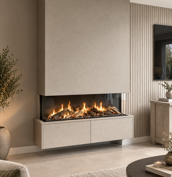 Cozyance TV-meubel met koofhaard hangend | Elektrische haard geïntegreerd in zwevend meubel - Copy - Copy - Copy