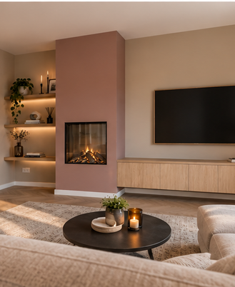 TV meubel met sfeerhaard met schappen