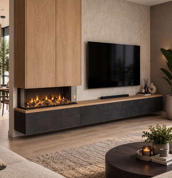 Cozyance TV-meubel met koofhaard hangend | Elektrische haard geïntegreerd in zwevend meubel - Copy - Copy - Copy - Copy - Copy - Copy - Copy - Copy - Copy