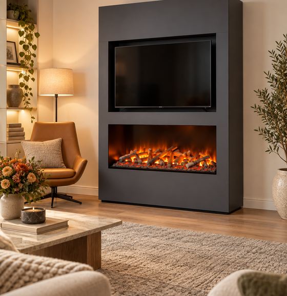 Cozyance Fana – cinewall 135 cm met haard en tv