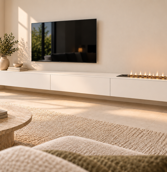 Cozyance Linea – zwevend plateau met haard