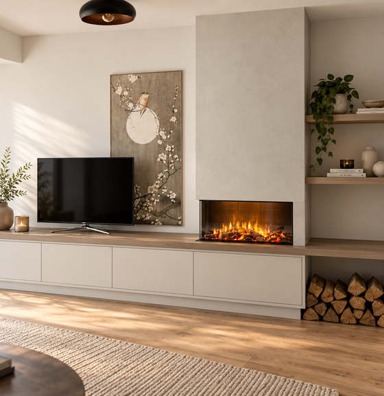 Cozyance Valencia – tv-meubel met haard en schappen