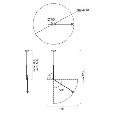 Grok Invisible led verstelbare hanglamp 9Watt zwart  dimbaar