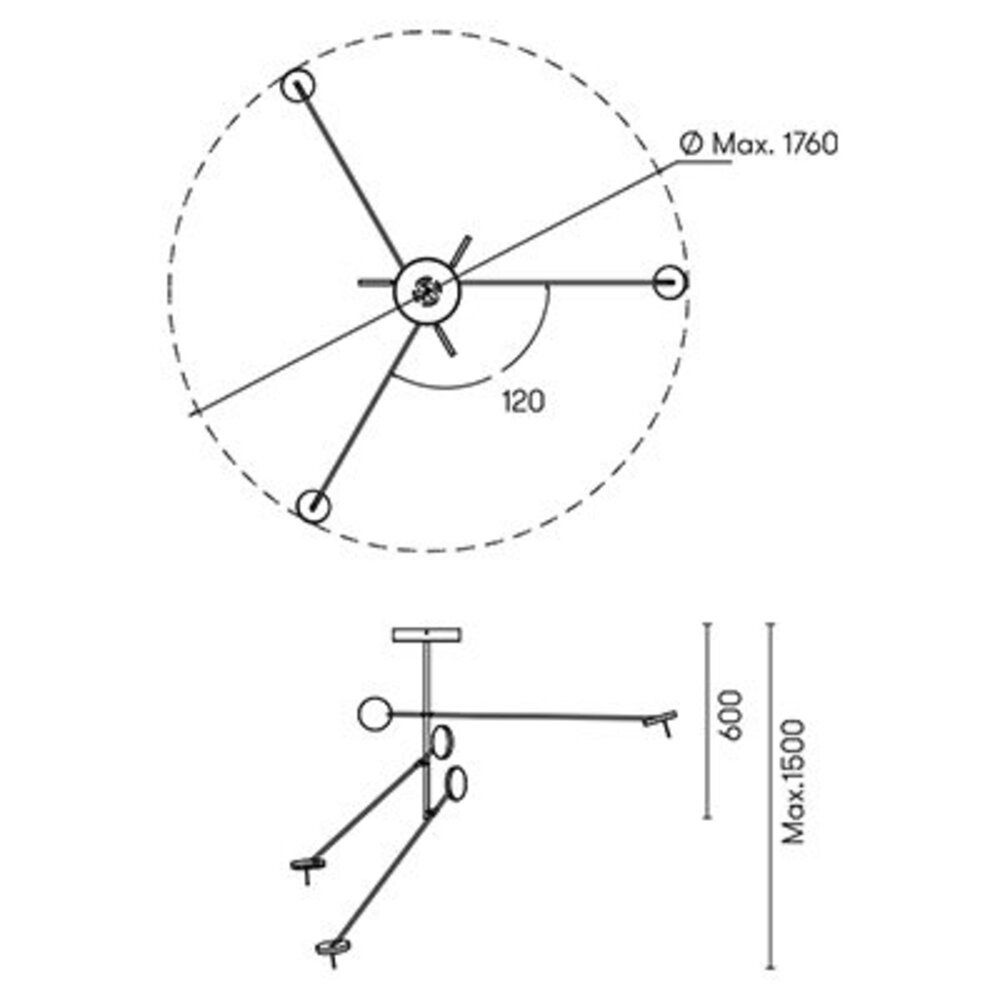 Grok Invisble led 3-voudige hanglamp 27Watt in zwart dimbaar