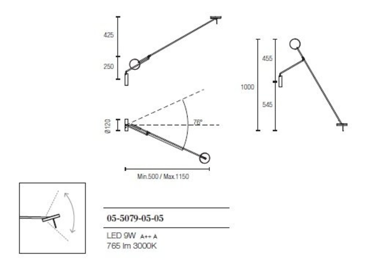 Grok Invisible verstelbaar Led wandarmatuur 9W-2700/3000K  zwart