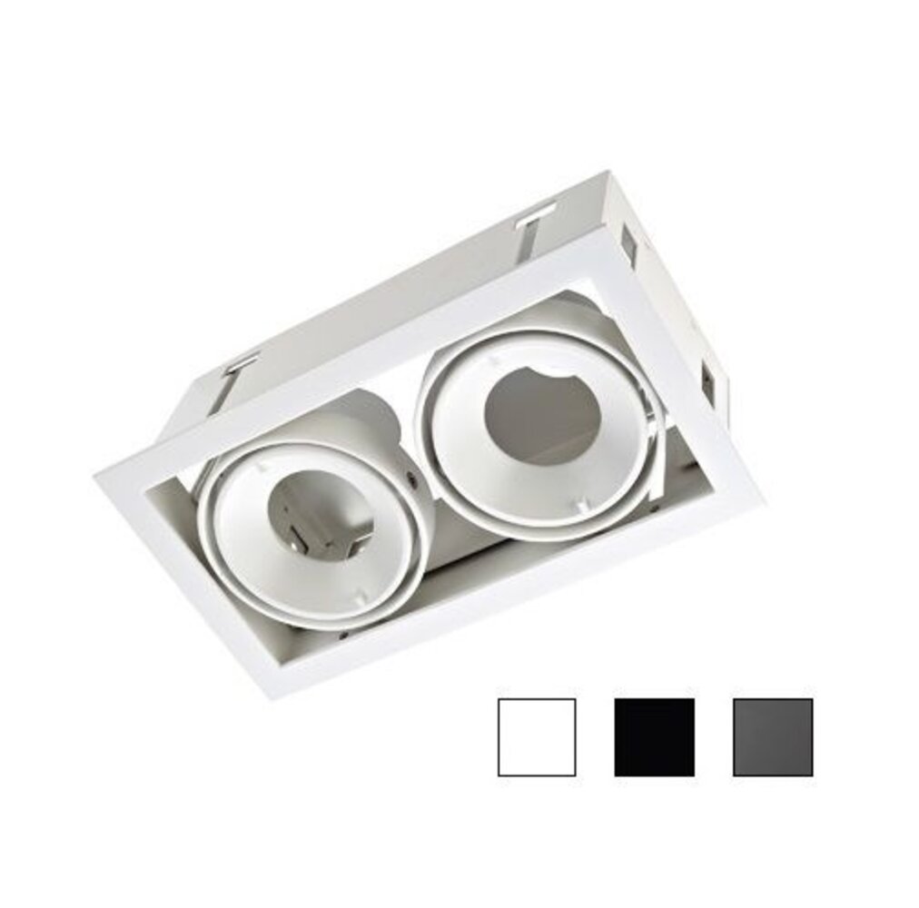 Leds-C4 Multidir Evo S trim inbouwspot 2-voudig voor 50mm led in wit, zwart of antraciet