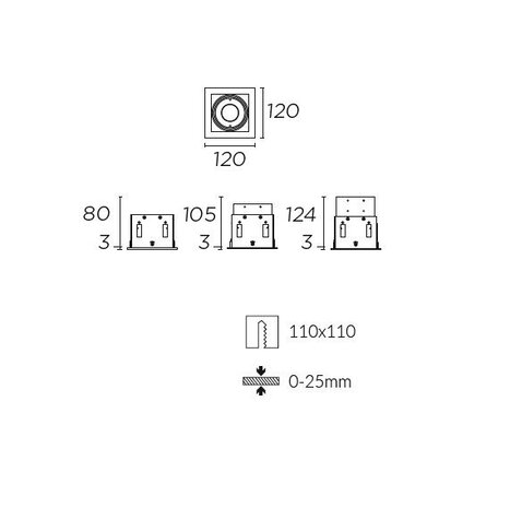 Leds-C4 Multidir Evo S trim inbouwspot voor 50mm led in wit, zwart of alu grijs