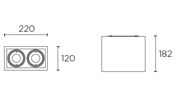 Leds-C4 Multidir EVO S double surface opbouwspot voor 2 x Ø50 led