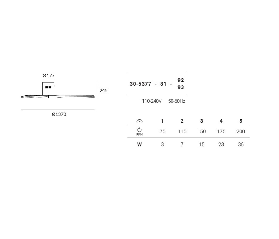 Leds-C4 Stem plafond ventilator blank walnoothout