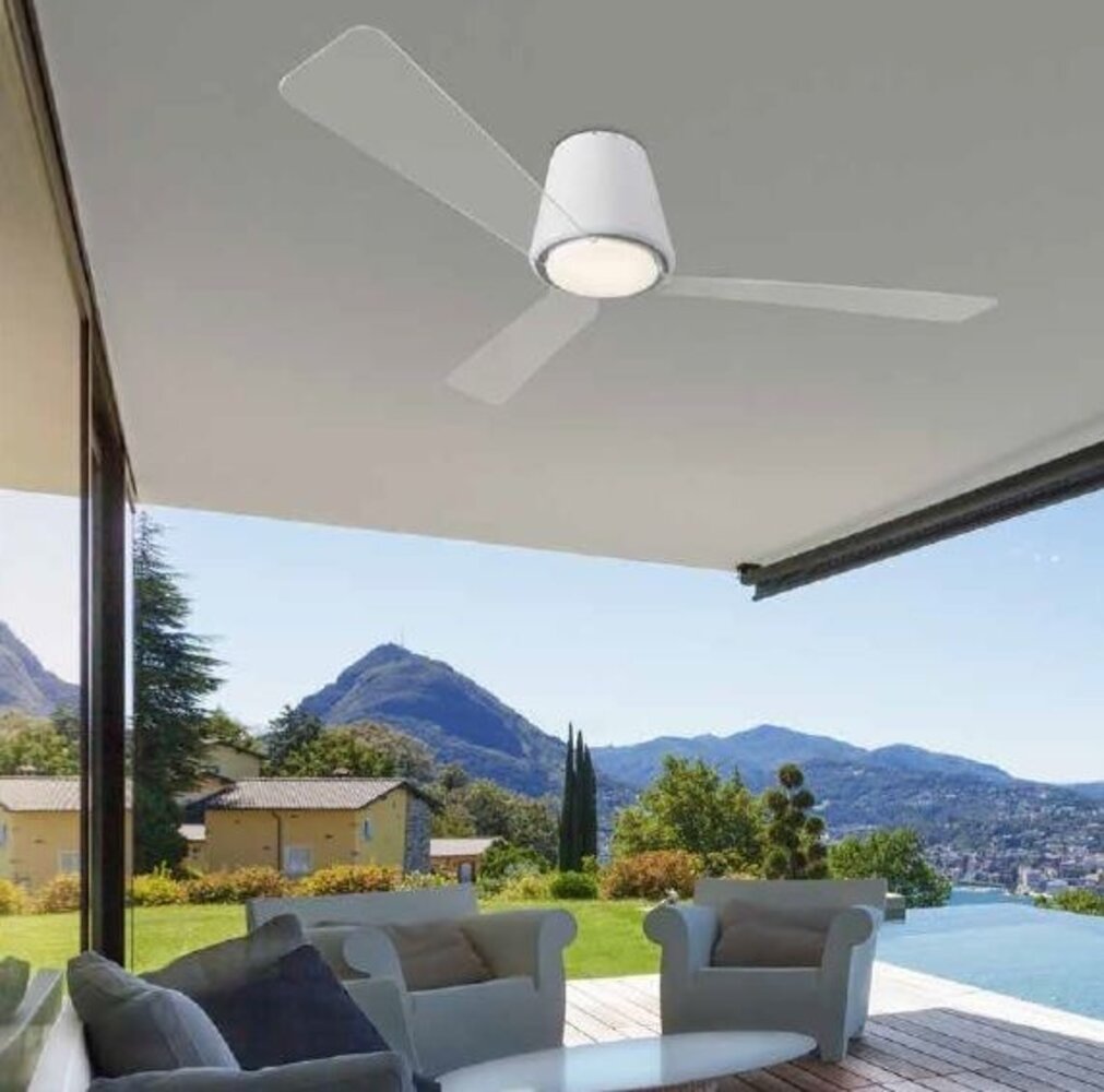 Leds-C4 Garbi Outdoor plafond ventilator wit met  afstandsbediening en led verlichting IP44