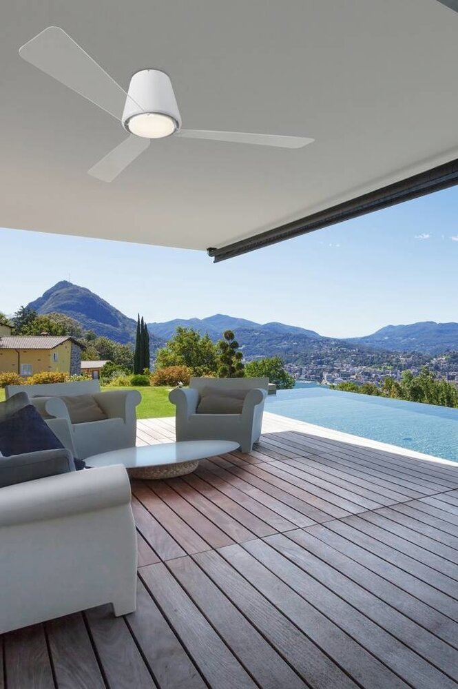 Leds-C4 Garbi Outdoor plafond ventilator wit met  afstandsbediening en led verlichting IP44