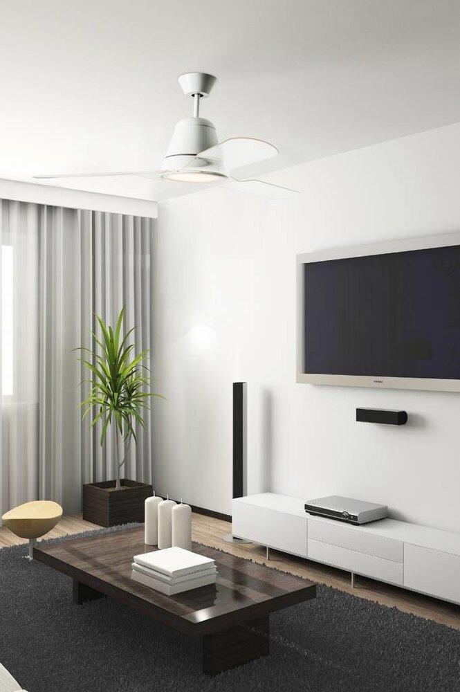 Leds-C4 Tiga plafond ventilator wit met afstandsbediening en led verlichting