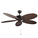Leds-C4 Phuket plafond ventilator bruin/ bruin rotan met optioneel verlichting