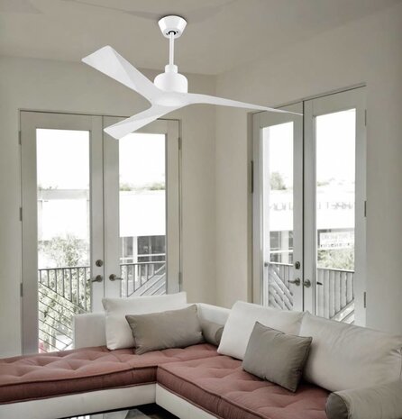 Leds-C4 Mogan plafond ventilator Ø 1320mm in glanzend wit met afstandsbediening