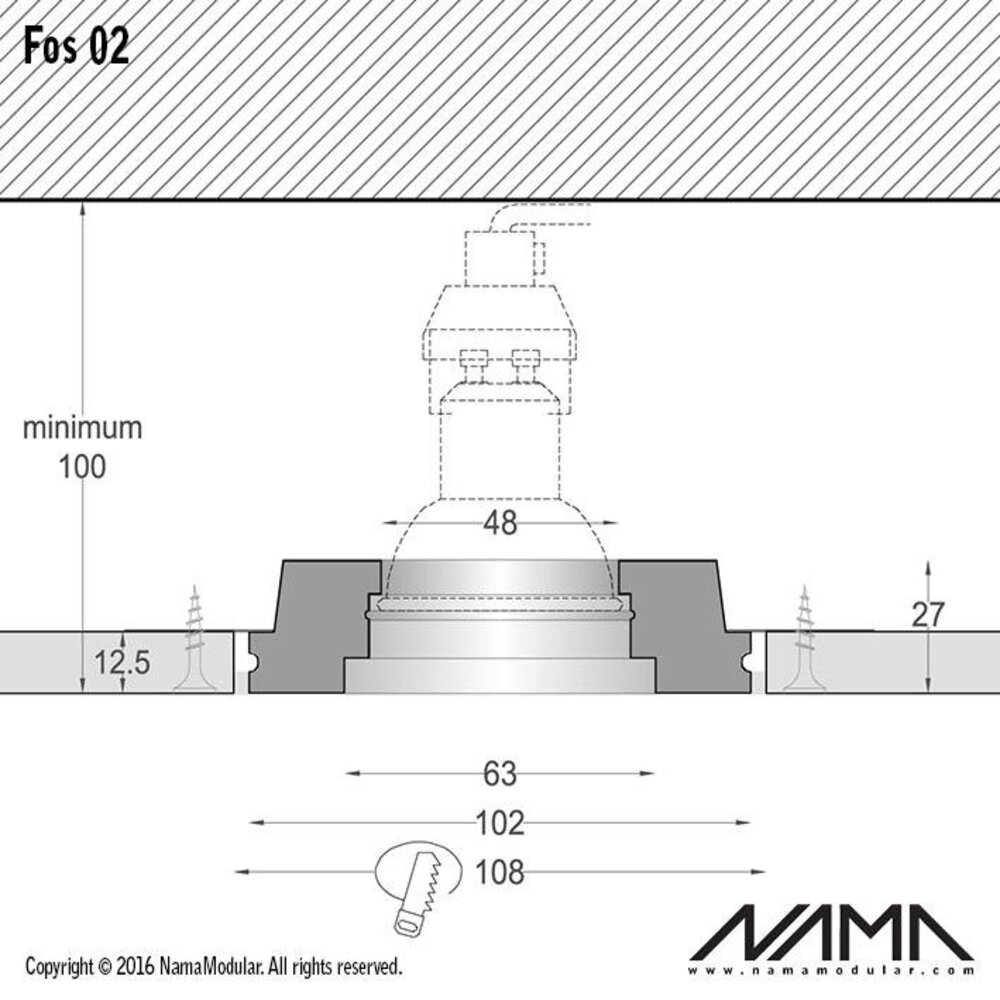 NAMA Fos 02 trimless gips inbouwspot rond voor Ø50mm led