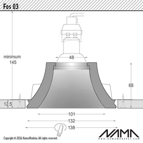 NAMA Fos 03 trimless gips inbouwspot verdiept rond voor Ø50mm led