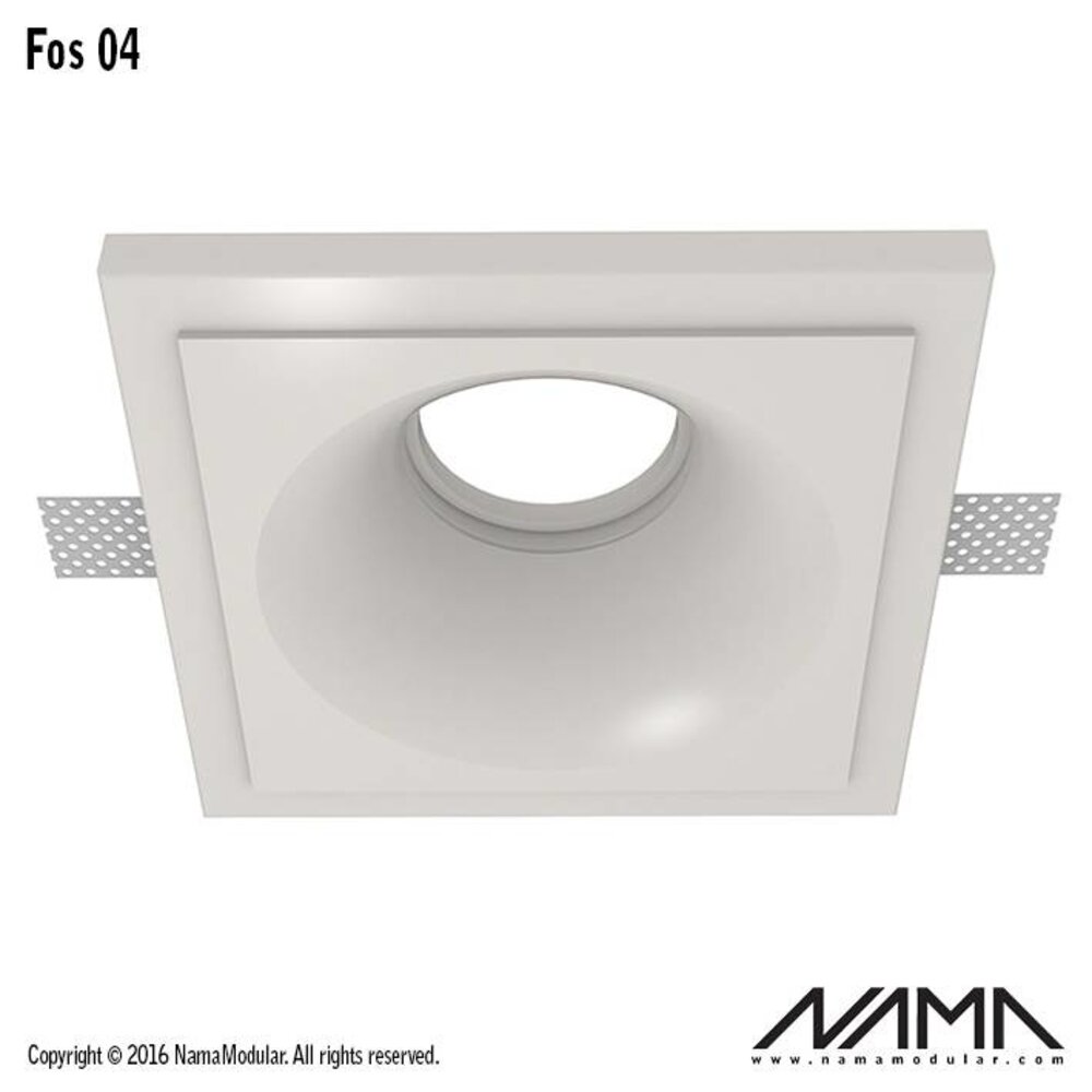 NAMA Fos 04 trimless gips inbouwspot verdiept vierkant voor Ø50mm led