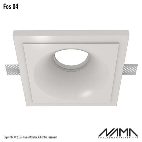 NAMA Fos 04 trimless gips inbouwspot verdiept vierkant voor Ø50mm led