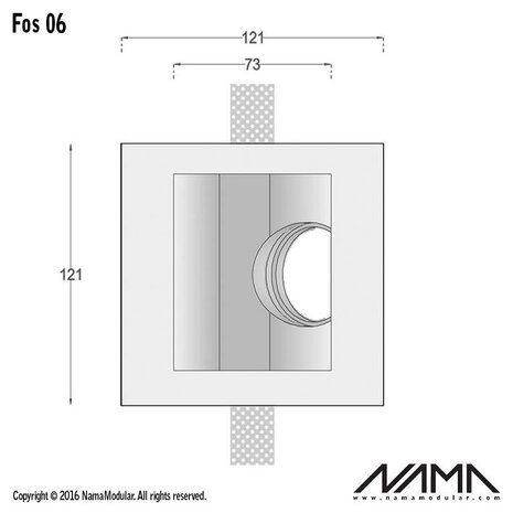 NAMA Fos 06 trimless gips inbouwspot vierkant-schuin voor Ø50mm led