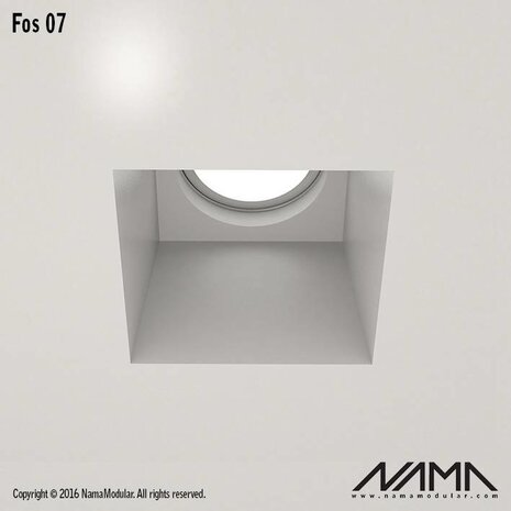 NAMA Fos 07 trimless gips inbouwspot verdiept vierkant voor Ø50mm led