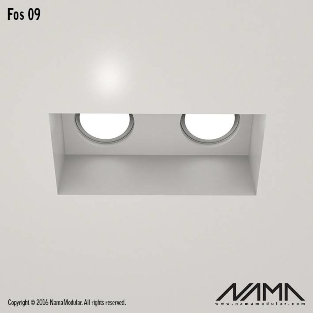NAMA Fos 09 trimless gips 2-voudige inbouwspot verdiept vierkant voor Ø50mm led