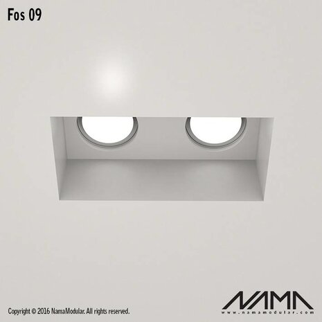 NAMA Fos 09 trimless gips 2-voudige inbouwspot verdiept vierkant voor Ø50mm led