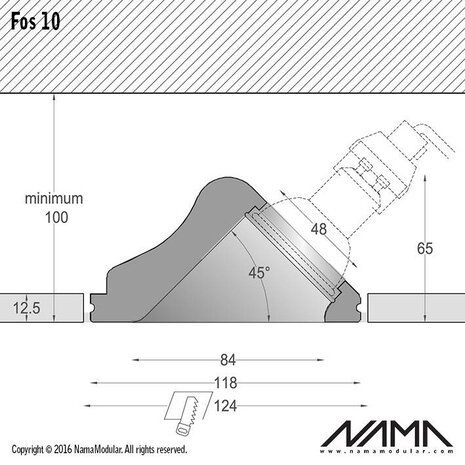 NAMA Fos 10 trimless gips inbouwspot rond-schuin voor Ø50mm led