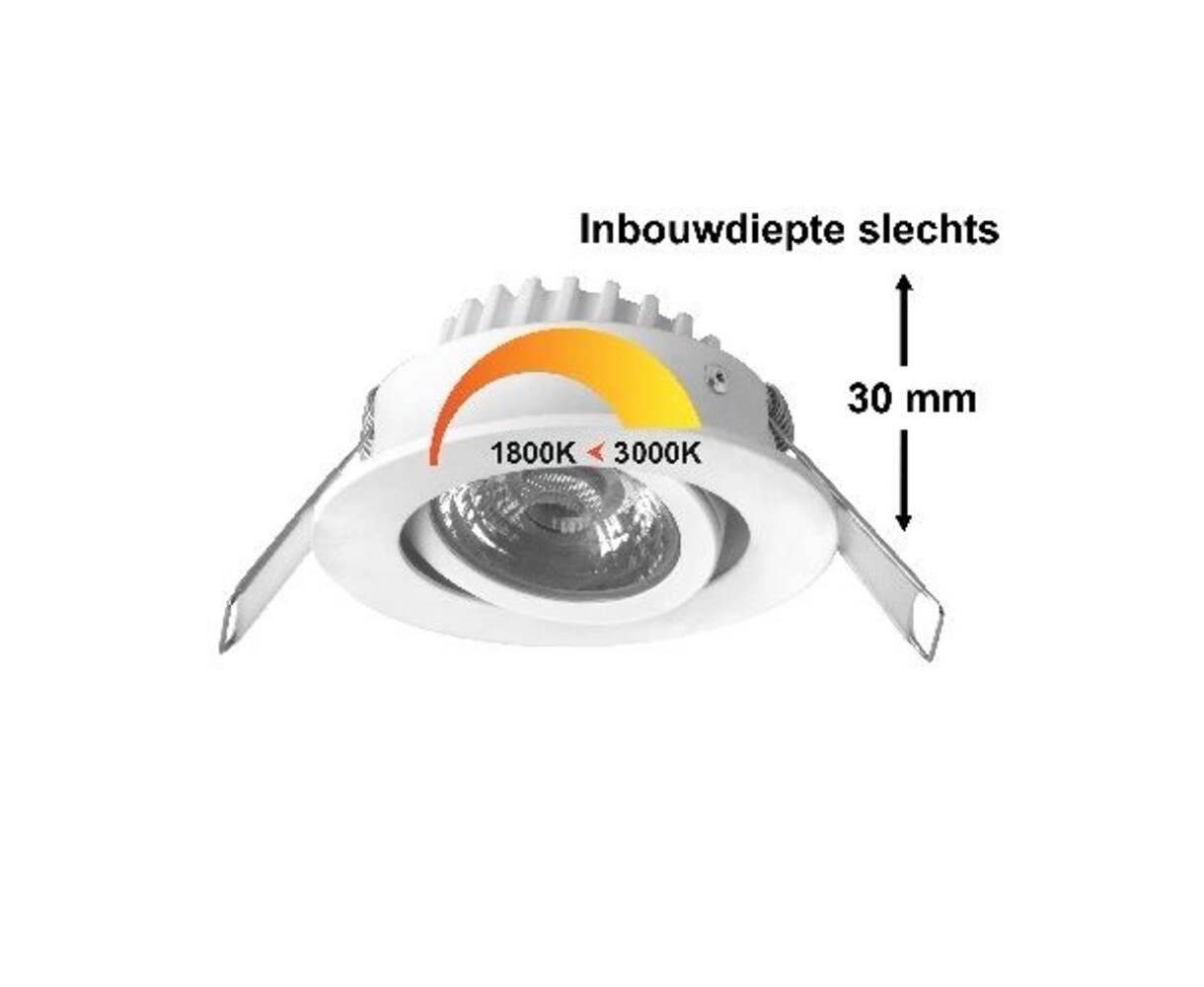 Megaman MM09645 led inbouwspot 6Watt Dim to warm  in wit